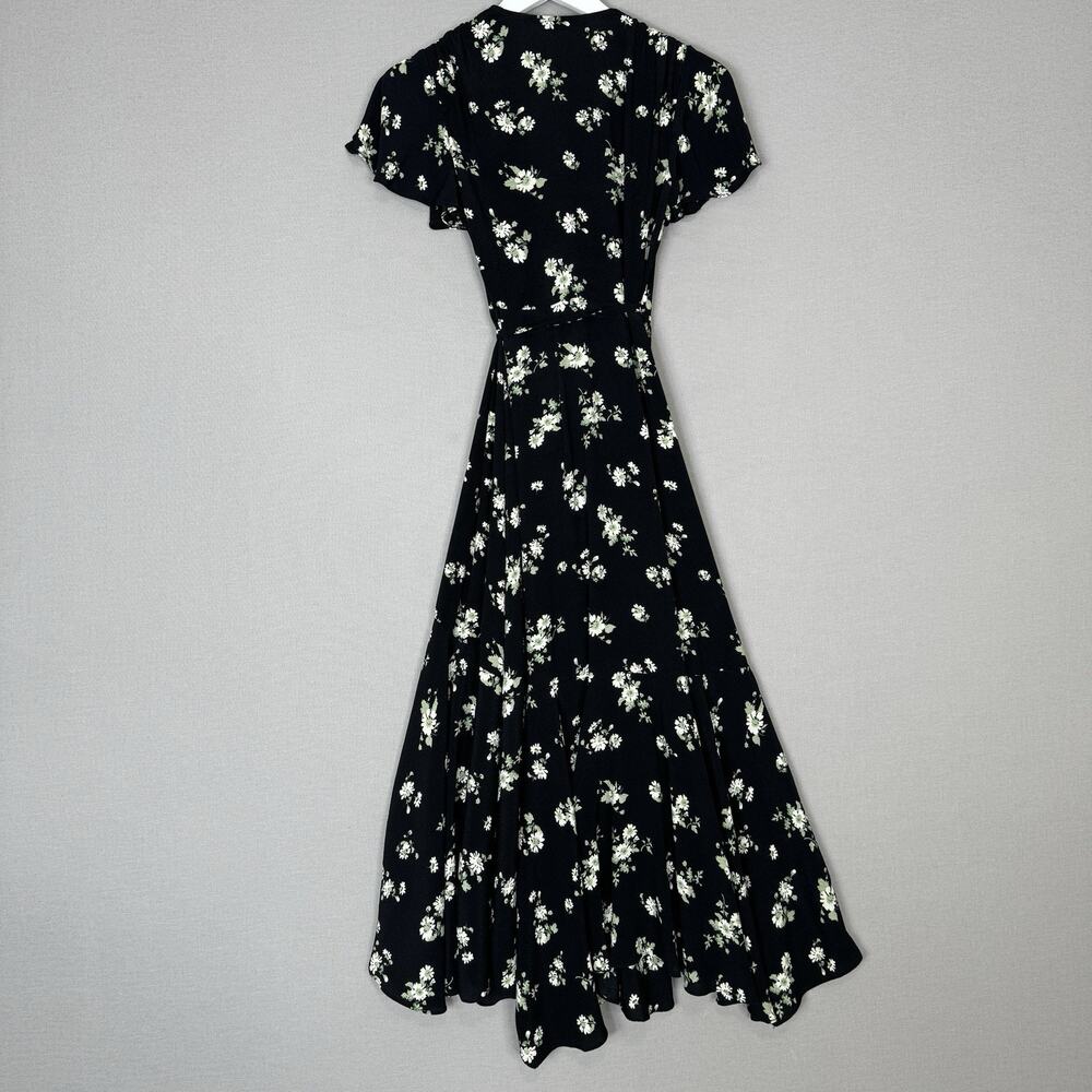 & Other Stories Floral Wrap Maxi Dress Womens 0 Black Prairie Cottagecore Fairy - Picture 9 of 16